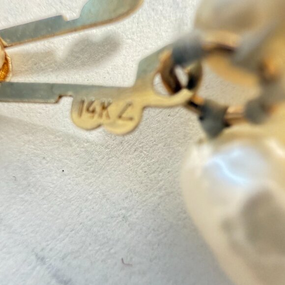 VINTAGE 5 STRAND FRESHWATER RICE PEARL NECKLACE 14K GOLD FILGREE CLASP 31" OPERA - Picture 3 of 8